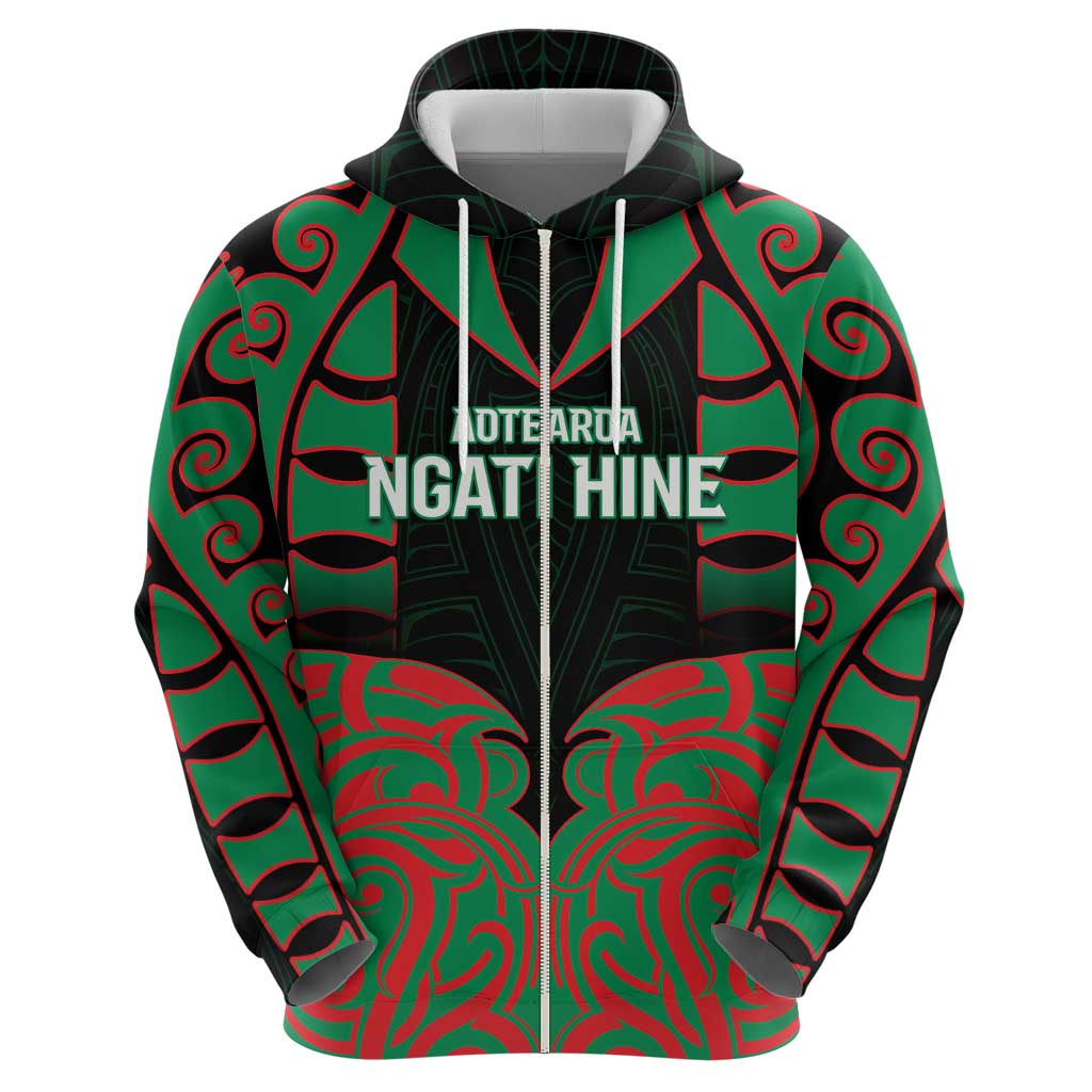 Custom Aotearoa Ngati Hine Hoodie Maori Pattern New Zealand - Polynesian Pride
