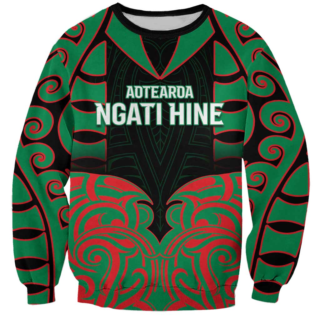 Custom Aotearoa Ngati Hine Sweatshirt Maori Pattern New Zealand - Polynesian Pride
