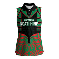 Custom Aotearoa Ngati Hine Women Sleeveless Polo Shirt Maori Pattern New Zealand DT05 Female Green - Polynesian Pride