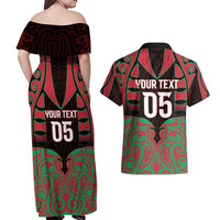 Custom Aotearoa Tuhoe Couples Matching Off Shoulder Maxi Dress and Hawaiian Shirt Maori Pattern New Zealand DT05 - Polynesian Pride