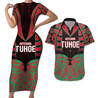 Custom Aotearoa Tuhoe Couples Matching Short Sleeve Bodycon Dress and Hawaiian Shirt Maori Pattern New Zealand - Polynesian Pride