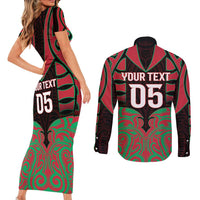 Custom Aotearoa Tuhoe Couples Matching Short Sleeve Bodycon Dress and Long Sleeve Button Shirt Maori Pattern New Zealand - Polynesian Pride