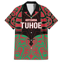 Custom Aotearoa Tuhoe Family Matching Off Shoulder Maxi Dress and Hawaiian Shirt Maori Pattern New Zealand DT05 Dad's Shirt - Short Sleeve Red - Polynesian Pride