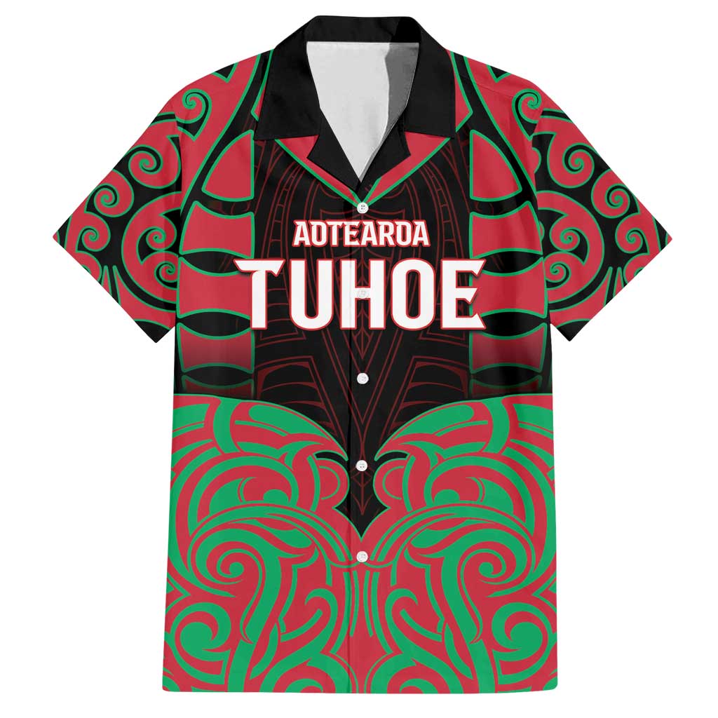 Custom Aotearoa Tuhoe Family Matching Summer Maxi Dress and Hawaiian Shirt Maori Pattern New Zealand DT05 Dad's Shirt - Short Sleeve Red - Polynesian Pride