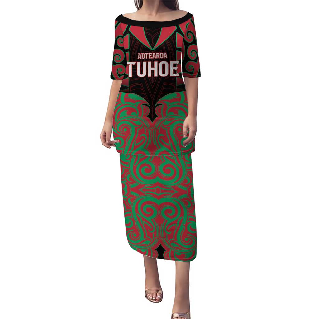Custom Aotearoa Tuhoe Puletasi Maori Pattern New Zealand DT05 Long Dress Red - Polynesian Pride