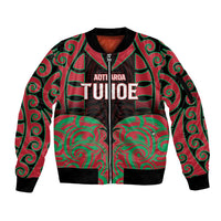 Custom Aotearoa Tuhoe Sleeve Zip Bomber Jacket Maori Pattern New Zealand - Polynesian Pride