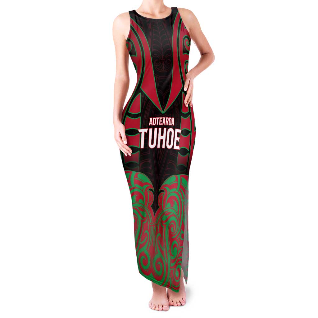Custom Aotearoa Tuhoe Tank Maxi Dress Maori Pattern New Zealand DT05 Women Red - Polynesian Pride