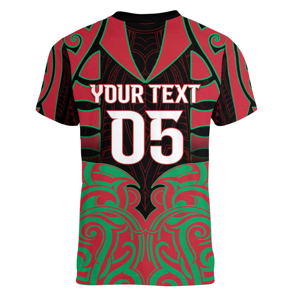 Custom Aotearoa Tuhoe Women V-Neck T-Shirt Maori Pattern New Zealand - Polynesian Pride
