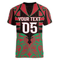 Custom Aotearoa Tuhoe Women V-Neck T-Shirt Maori Pattern New Zealand - Polynesian Pride