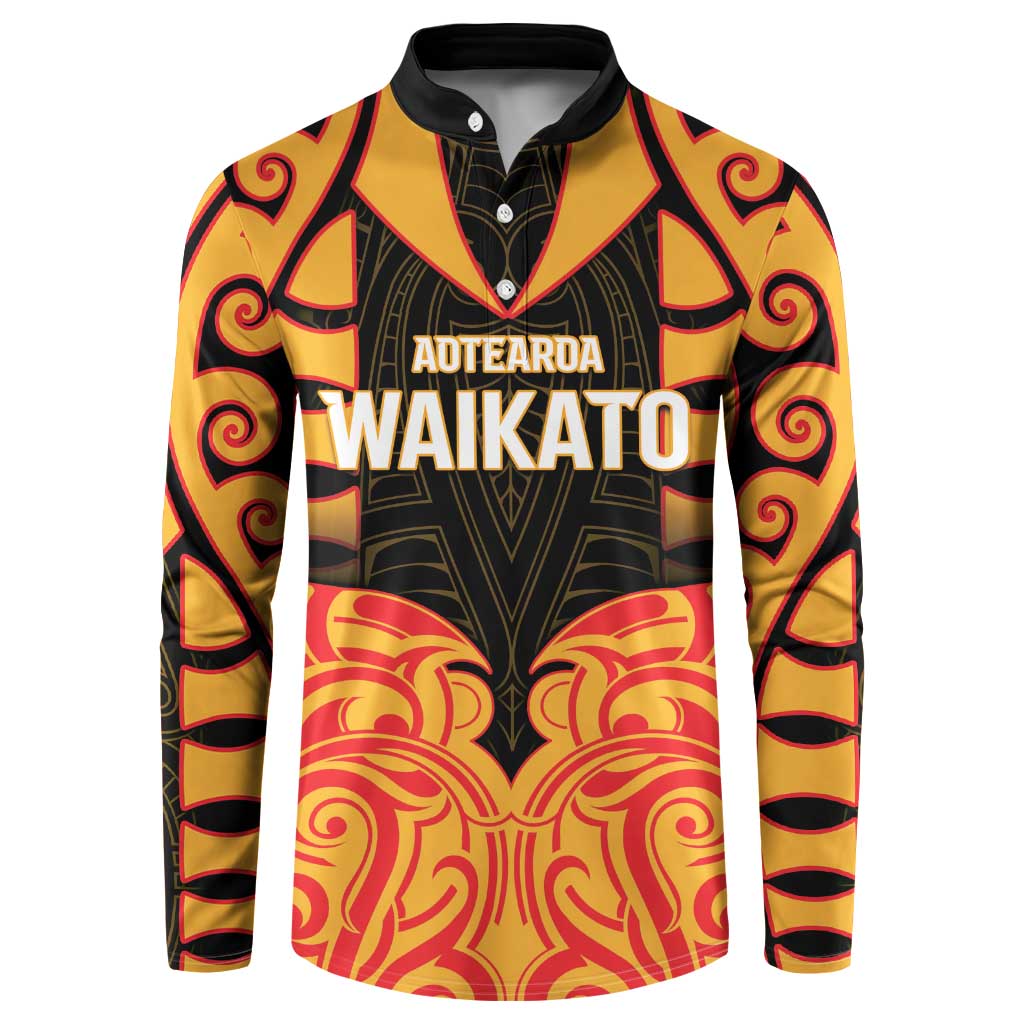 Custom Aotearoa Waikato Button Sweatshirt Maori Pattern New Zealand - Polynesian Pride
