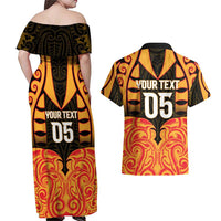 Custom Aotearoa Waikato Couples Matching Off Shoulder Maxi Dress and Hawaiian Shirt Maori Pattern New Zealand DT05 - Polynesian Pride
