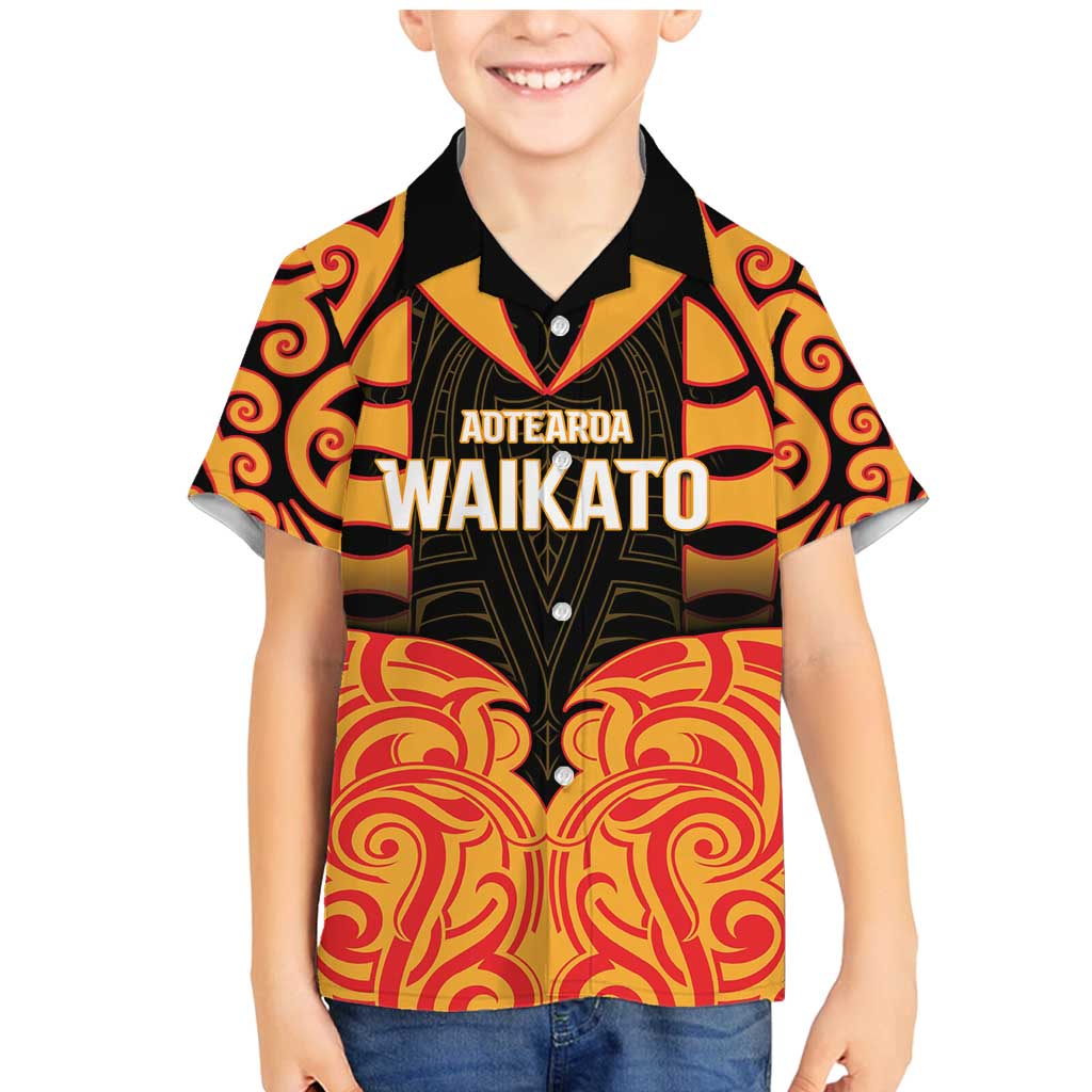 Custom Aotearoa Waikato Family Matching Mermaid Dress and Hawaiian Shirt Maori Pattern New Zealand DT05 Son's Shirt Orange - Polynesian Pride