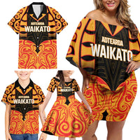 Custom Aotearoa Waikato Family Matching Off Shoulder Short Dress and Hawaiian Shirt Maori Pattern New Zealand DT05 - Polynesian Pride