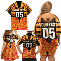 Custom Aotearoa Waikato Family Matching Off Shoulder Short Dress and Hawaiian Shirt Maori Pattern New Zealand DT05 - Polynesian Pride