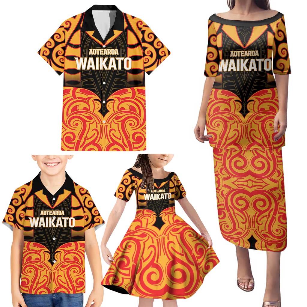 Custom Aotearoa Waikato Family Matching Puletasi and Hawaiian Shirt Maori Pattern New Zealand - Polynesian Pride