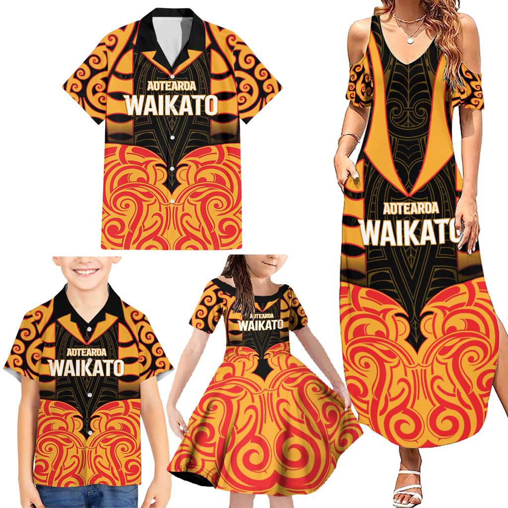 Custom Aotearoa Waikato Family Matching Summer Maxi Dress and Hawaiian Shirt Maori Pattern New Zealand DT05 - Polynesian Pride