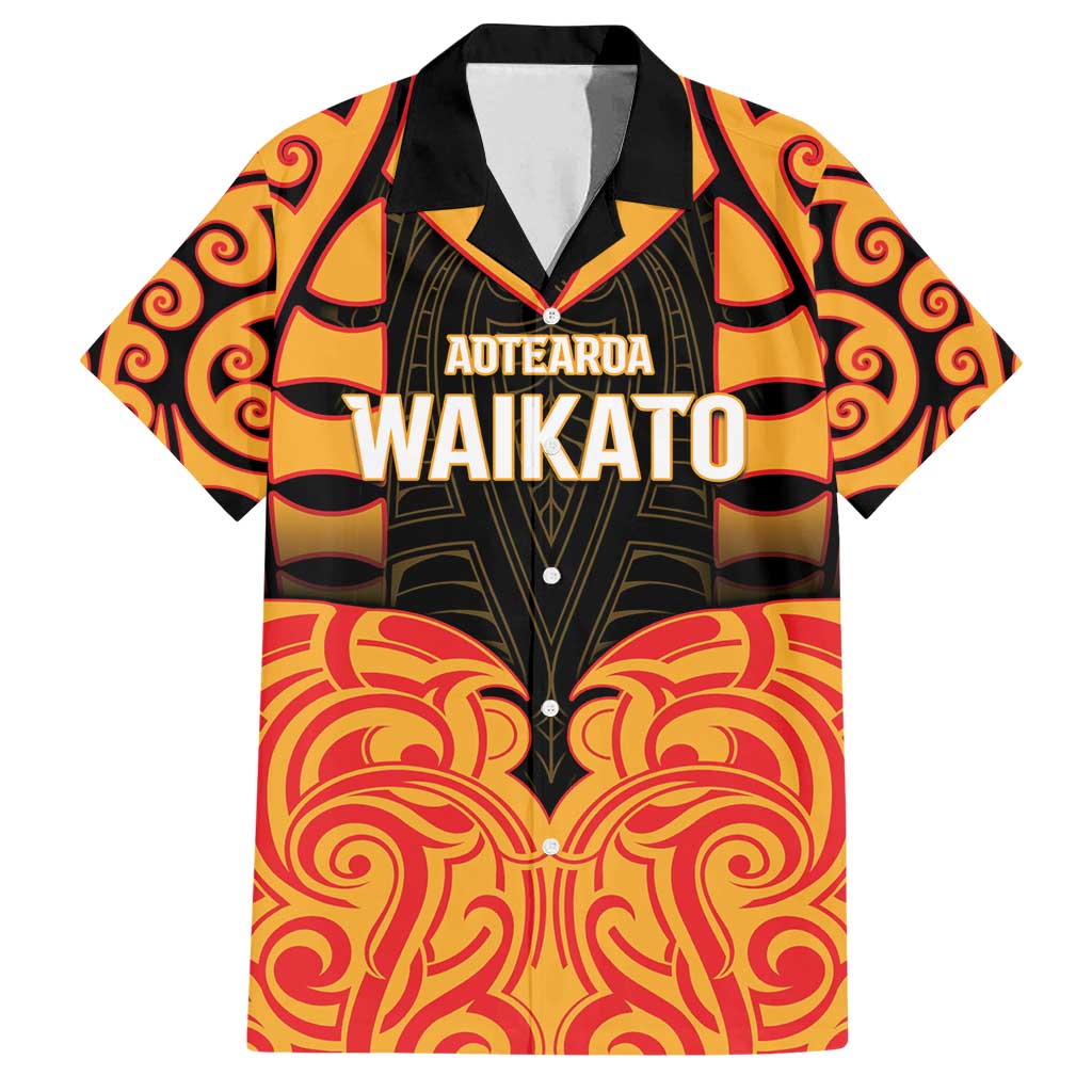 Custom Aotearoa Waikato Family Matching Summer Maxi Dress and Hawaiian Shirt Maori Pattern New Zealand DT05 Dad's Shirt - Short Sleeve Orange - Polynesian Pride