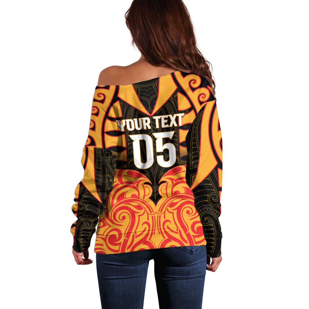 Custom Aotearoa Waikato Off Shoulder Sweater Maori Pattern New Zealand - Polynesian Pride