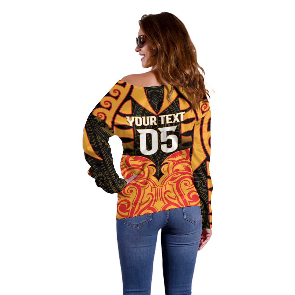 Custom Aotearoa Waikato Off Shoulder Sweater Maori Pattern New Zealand - Polynesian Pride