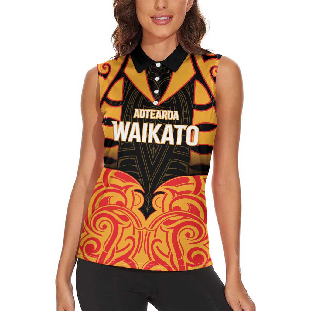 Custom Aotearoa Waikato Women Sleeveless Polo Shirt Maori Pattern New Zealand DT05 - Polynesian Pride