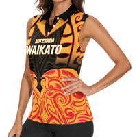 Custom Aotearoa Waikato Women Sleeveless Polo Shirt Maori Pattern New Zealand DT05 - Polynesian Pride