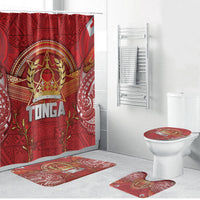 Tonga King's Birthday Bathroom Set Gold Royal Crown Tribal Patterns DT05 Bathroom Set (4 pcs) Red - Polynesian Pride