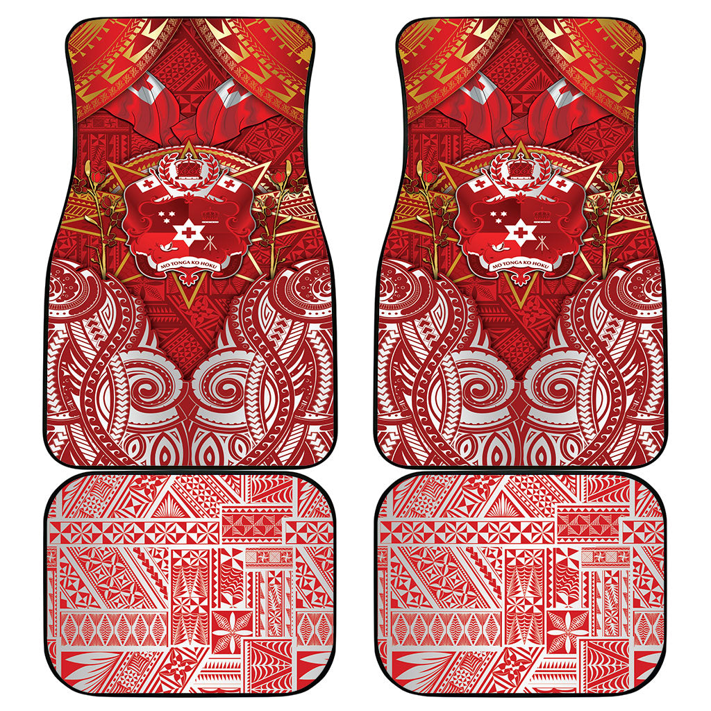 Tonga King's Birthday Car Mats Gold Royal Crown Tribal Patterns DT05 - Polynesian Pride