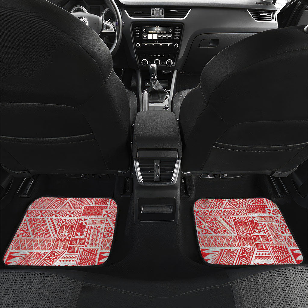 Tonga King's Birthday Car Mats Gold Royal Crown Tribal Patterns DT05 Set 2pcs - Back Red - Polynesian Pride