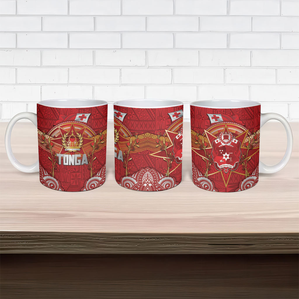Tonga King's Birthday Ceramic Mug Gold Royal Crown Tribal Patterns DT05 - Polynesian Pride