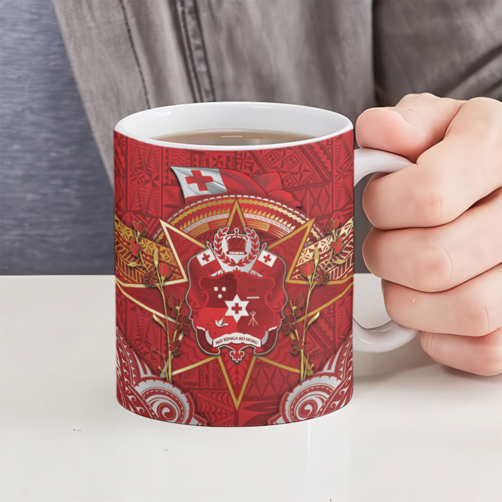 Tonga King's Birthday Ceramic Mug Gold Royal Crown Tribal Patterns DT05 - Polynesian Pride