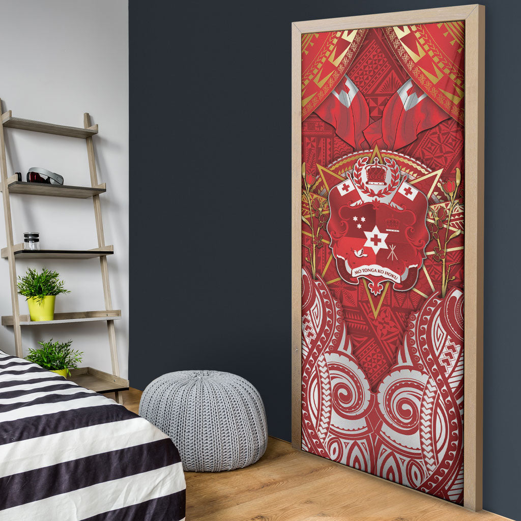 Tonga King's Birthday Door Cover Gold Royal Crown Tribal Patterns