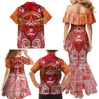 Tonga King's Birthday Family Matching Mermaid Dress and Hawaiian Shirt Gold Royal Crown Tribal Patterns DT05 - Polynesian Pride