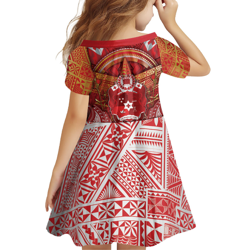 Tonga King's Birthday Family Matching Off The Shoulder Long Sleeve Dress and Hawaiian Shirt Gold Royal Crown Tribal Patterns DT05 - Polynesian Pride