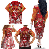 Tonga King's Birthday Family Matching Off The Shoulder Long Sleeve Dress and Hawaiian Shirt Gold Royal Crown Tribal Patterns DT05 - Polynesian Pride
