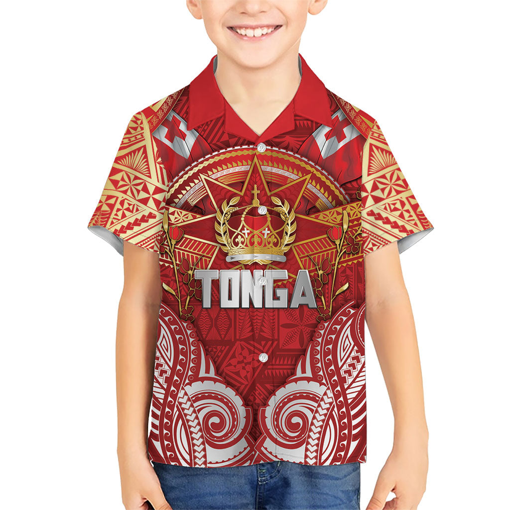 Tonga King's Birthday Hawaiian Shirt Gold Royal Crown Tribal Patterns