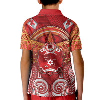 Tonga King's Birthday Kid Polo Shirt Gold Royal Crown Tribal Patterns