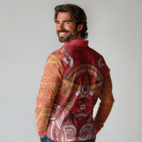 Tonga King's Birthday Long Sleeve Polo Shirt Gold Royal Crown Tribal Patterns DT05 - Polynesian Pride