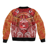 Tonga King's Birthday Sleeve Zip Bomber Jacket Gold Royal Crown Tribal Patterns DT05 - Polynesian Pride