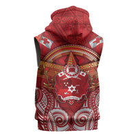 Tonga King's Birthday Sleeveless Hoodie Gold Royal Crown Tribal Patterns