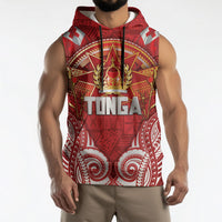 Tonga King's Birthday Sleeveless Hoodie Gold Royal Crown Tribal Patterns