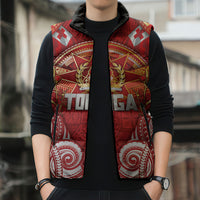 Tonga King's Birthday Sleeveless Puffer Jacket Gold Royal Crown Tribal Patterns DT05 - Polynesian Pride