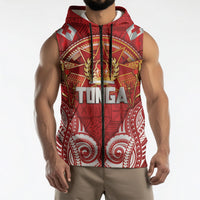 Tonga King's Birthday Sleeveless Zip Hoodie Gold Royal Crown Tribal Patterns DT05 - Polynesian Pride