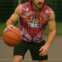 Tonga King's Birthday Sleeveless Zip Hoodie Gold Royal Crown Tribal Patterns DT05 - Polynesian Pride