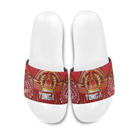 Tonga King's Birthday Slide Sandals Gold Royal Crown Tribal Patterns DT05 Red - Polynesian Pride