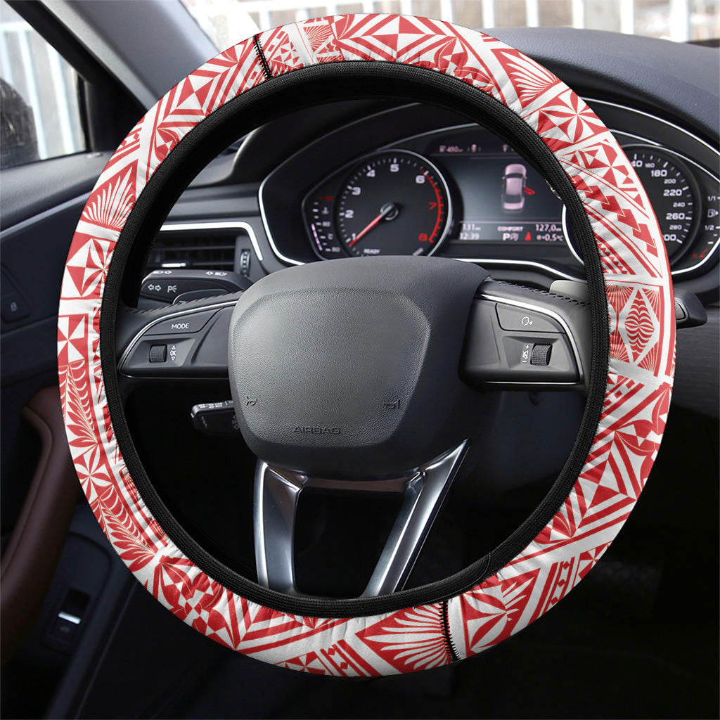 Tonga King's Birthday Steering Wheel Cover Gold Royal Crown Tribal Patterns