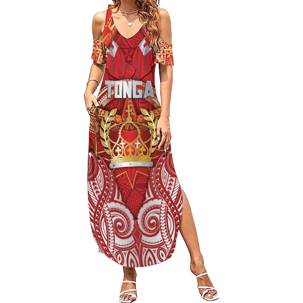 Tonga King's Birthday Summer Maxi Dress Gold Royal Crown Tribal Patterns