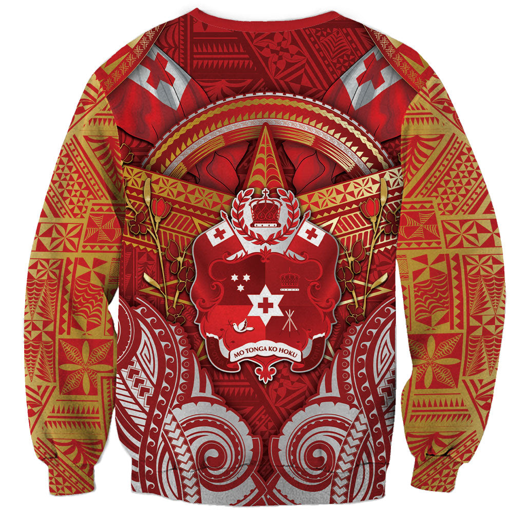 Tonga King's Birthday Sweatshirt Gold Royal Crown Tribal Patterns DT05 - Polynesian Pride