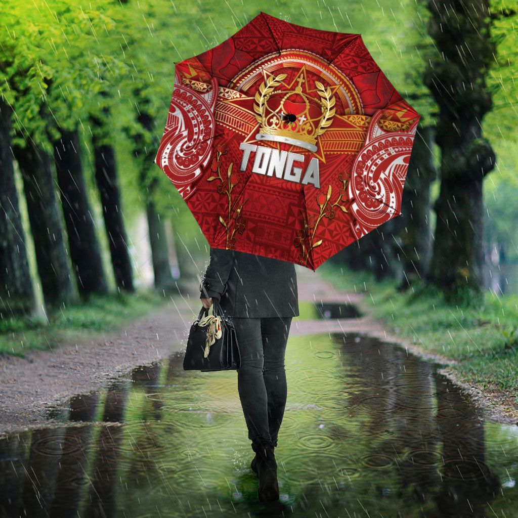 Tonga King's Birthday Umbrella Gold Royal Crown Tribal Patterns