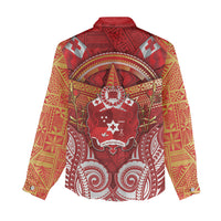 Tonga King's Birthday Women Casual Shirt Gold Royal Crown Tribal Patterns
