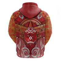 Tonga King's Birthday Zip Hoodie Gold Royal Crown Tribal Patterns